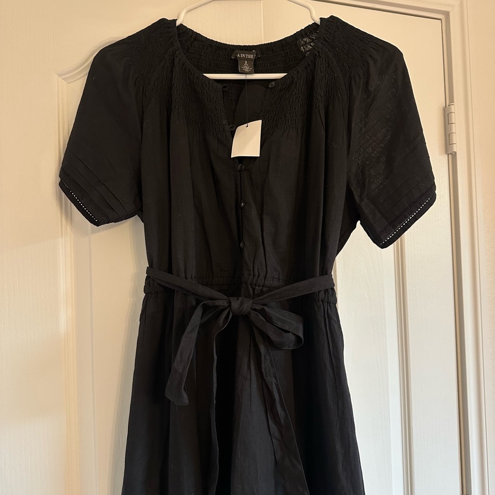 Pea in the Pod Black Maternity Linen Button-Down Dress - Picture 8 of 16